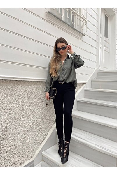 LİMABEL Wilper Denim crne traperice visokog struka od likre, uske jeans panta...