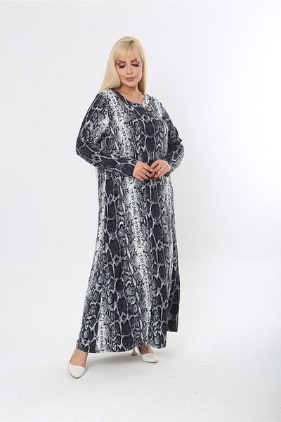 Mami Plus Size Long Sleeve Long Viscose Combed Dress Suitable for Hijab