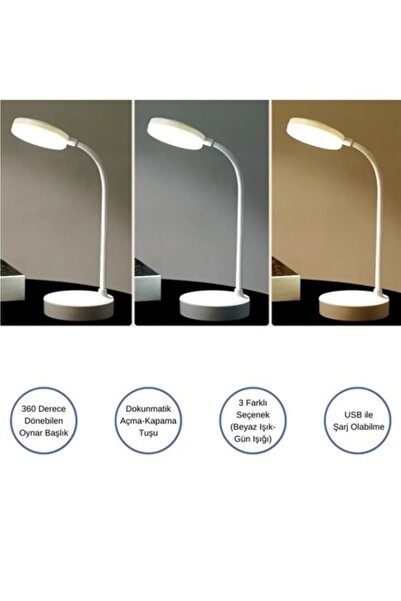 NEWSTORE HOME A Kalite Şarjlı Oynar Başlıklı 3 Renk Yanan Dokunmatik Dimmerli...