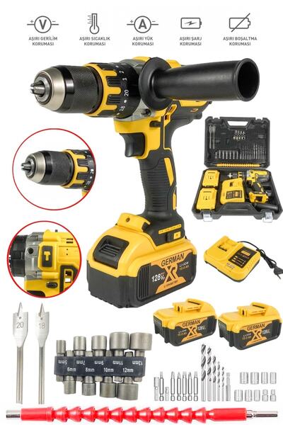 SCHUTZENGER Alman 88vf Darbeli Bakır Sargılı Metal Şanzıman Şarjlı Çift Akülü...