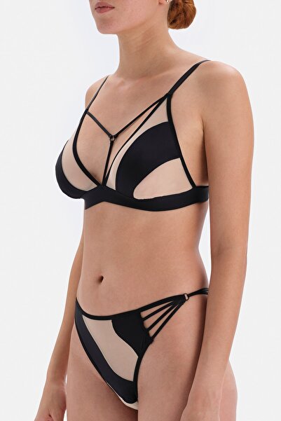 Dagi Siyah Detaylı , Kapsız Ve Balensiz Transparan Sütyen