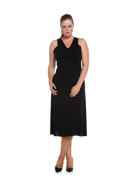 Nidya Moda Women's Navy Blue Knitted Evening Dress 4064l