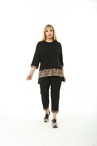 Mami Памучен двоен комплект Капри с голям размер Летен комплект анцуг