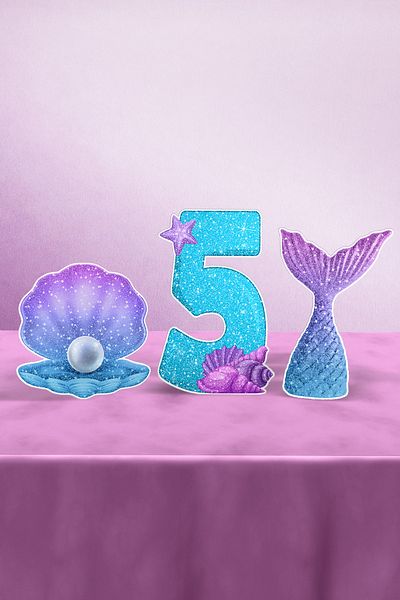 Hey Parti Στολίδι για τραπέζι γενεθλίων με θέμα Γοργόνα 5 ετών