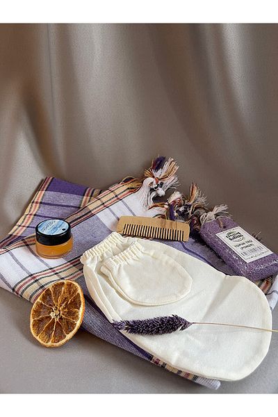 ERATOS Traditional Bathroom Bath Set - Silk Scrub Set - Thick Pestemal - Organic Vaseline - Comb - Pumice Stone