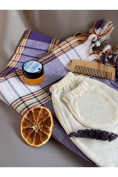 ERATOS Traditional Bathroom Bath Set - Silk Scrub Set - Thick Pestemal - Organic Vaseline - Comb - Pumice Stone