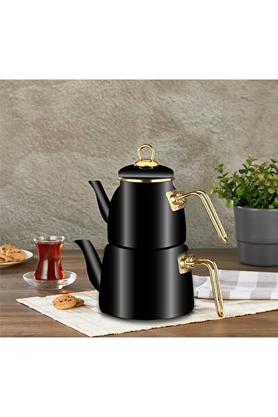 MEA CONCEPT Monde Emaye Black Çaydanlık Takımı