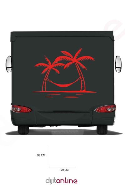 Dijitonline Caravan Palm Sticker - Hammock and Camping Sticker - 120x93 Cm