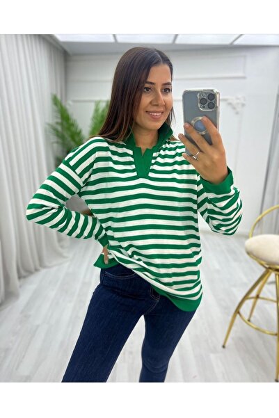 sasso young Смугаста поло з коміром, трикотажна софт-блуза