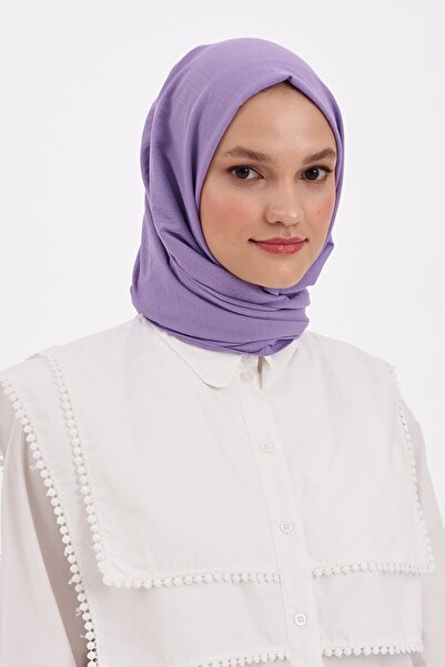 Madame Polo Luxury Pamuk Kraş Şal - Lila