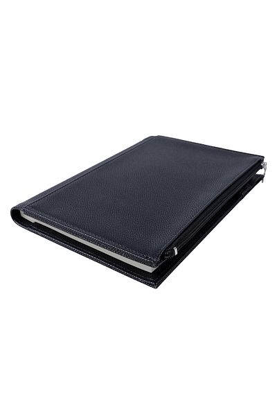 Victoria's Journals Zipco Soft Protective Zippered Pocket Striped Block Notepad 14x20 Cm Black