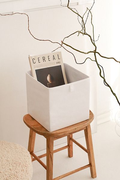 REKHOME White Cabinet Laundry Toy Organizer Folding Storage Box Organizer 28x28x28