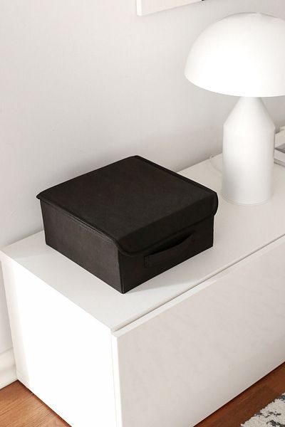 REKHOME Black Covered Cabinet Drawer Jewelry Makeup Laundry Folding Storage Box Organizer