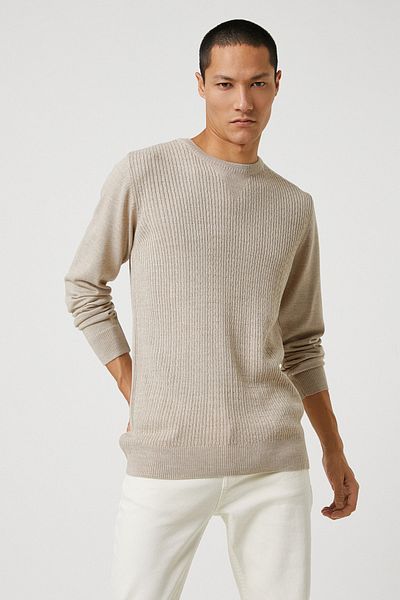 Koton Beigefarbener Herrenpullover 3WAM70146HT