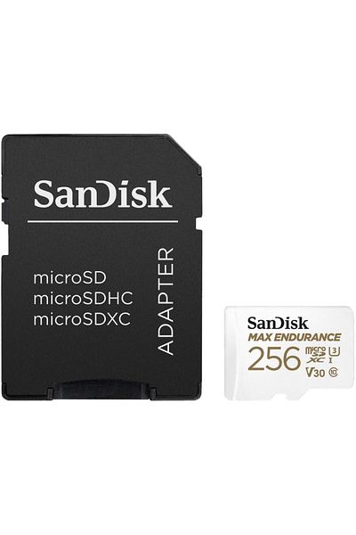 SanDisk بطاقة ذاكرة ماكس إندورنس 256 جيجابايت - 100/40 ميجابايت/ثانية مع محول Microsdxc C10 V30