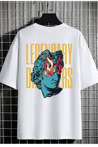DEEPSENCE Λευκό μπλουζάκι Unisex Oversize Legendary Printed