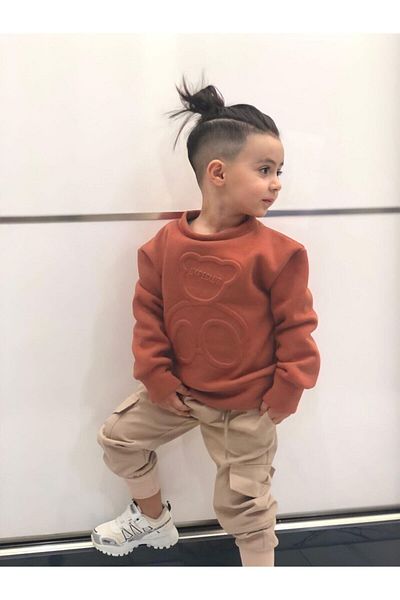 Pink Hippo Kids Унисекс детски анцуг с релефно мече