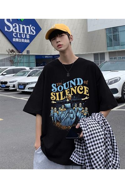 Touz Niiss Boutique - The Sound Of Silence Unisex Black Oversize T-shirt