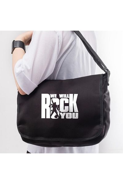 Touz Geantă unisex din seria Niiss Rock - Imprimată „We Will Rock You”.
