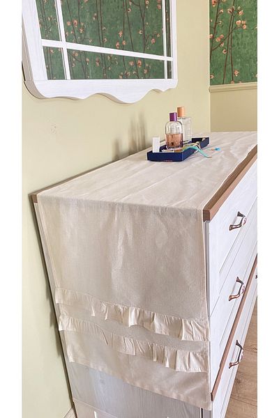 White Alamode Double Ruffle Runner 40x210cm