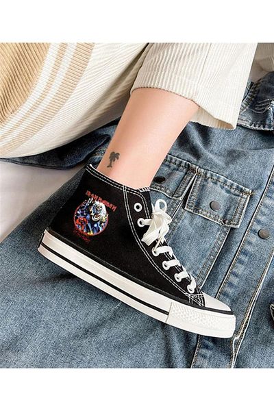 Touz Iron Maiden Printed Black Rock Series Niiss Boutique Canvas Shoes