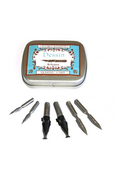 Brause : Drawing Set : 6 Tips (metal Box-21001b)