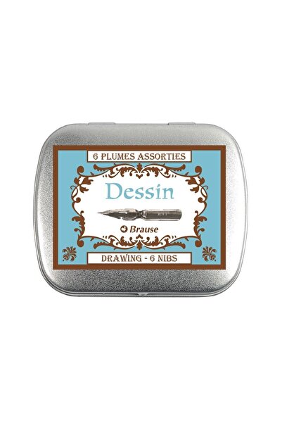 Brause : Drawing Set : 6 Tips (metal Box-21001b)