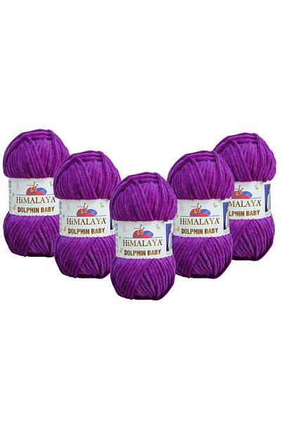Himalaya Dolphin Baby Kadife İp 5'li Paket - 80358 Canlı Mor - 100 γρ. 120 μ.