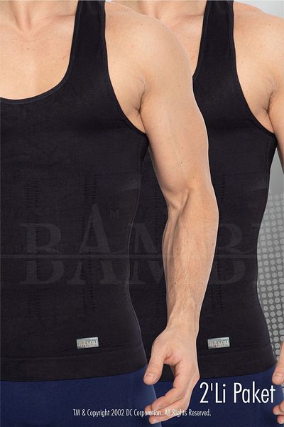 DC 2 Pieces Black Men's Corset Undershirt Chest Gynecomastia Belly And Bagel Area Enhancer