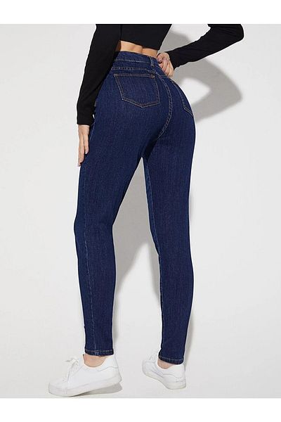 Ramrod Pinkegei Blue Inchis Blue Skinny Jeans Non-Fading Blugi Slim Leg