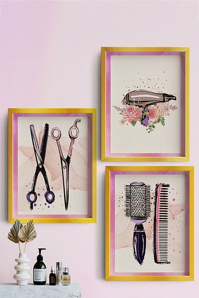 ÖZCANLAR ÇERÇEVE Κομμωτήριο Beauty Center με πλαίσιο Πίνακες περιποίησης μακιγιάζ Μοντέρνα διακόσμηση Διακόσμηση σπιτιού Τριπλό πλαίσιο