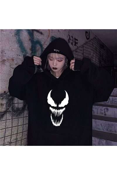 Touz Φούτερ EYSA FASHION - Touz Gothic Punisher Μαύρη κουκούλα