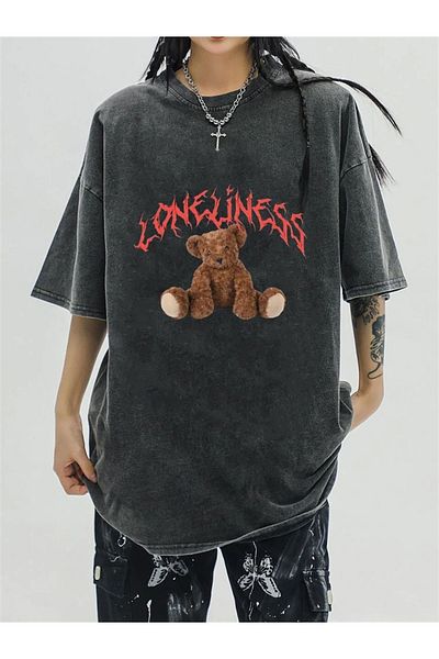 Touz 'Loneliness' Bear Washable Unisex Vintage T-shirt