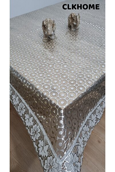 CLK Home 140x140 Kare Gri Şeffaf Pvc Muşamba Leke Tutmaz,kolay Silinebilir Da...