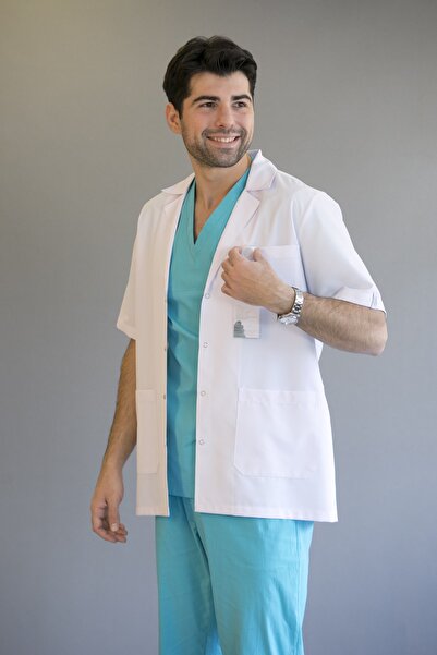almesta Ceket Yaka Kısa Kollu Doktor Hemşire Öğretmen Önlük