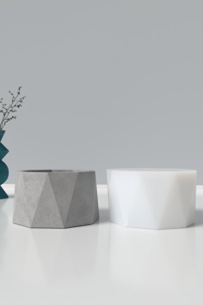 Cageartstudio Dekoratif Geometrik Beton Saksı Silikon Kalıp K1
