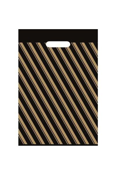 eylül ambalaj Reinforced Black Striped Store Clothes Bag Size 3 33x45 50 Pieces