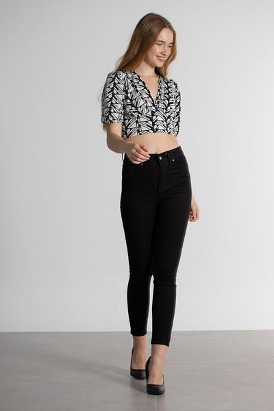 Livik Golinga Black High Waist Slim Fit Skinny Skinny Leg Colorfast Jeans Trousers