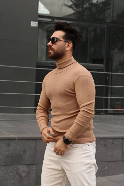 MilenyumCollection Ανδρικό πουλόβερ με ψηλό λαιμό από βιζόν