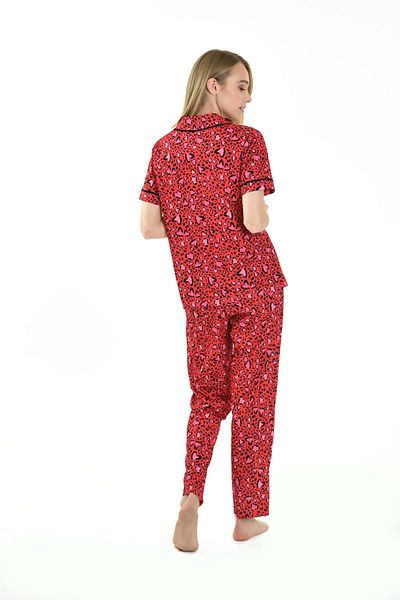 Yeni İnci Heart Pattern Short Sleeve Women's Pajamas Set Bpj1807