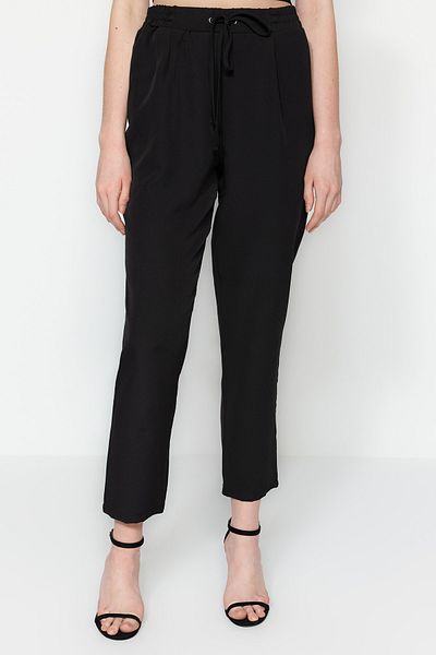 Trendyol Collection Black Lacing Detail Jogger Narrow Leg Woven Fabric Trousers Twoss23Pl00226