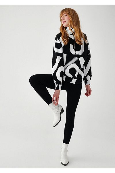 Trn JNS Olenkoni Pantaloni negri cu talie înaltă, slim fit, cu picior slăbănog, blugi color-fast