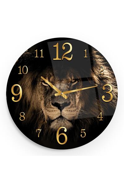EMYA HOME Pictură din sticlă Leu cu ceas