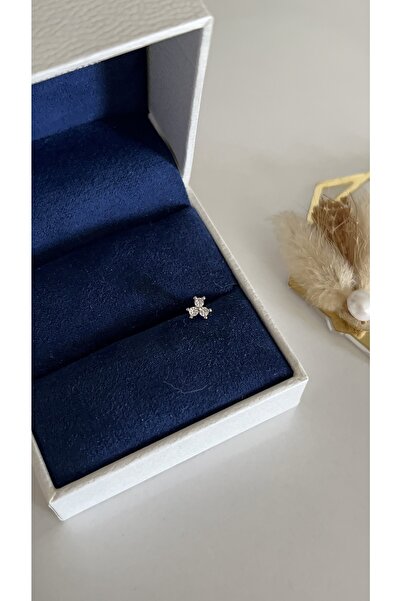 SU PERİSİ TAKI BİJUTERİ Cerrahi Çelik Gümüş 3 Taşlı Piercing , Tragus