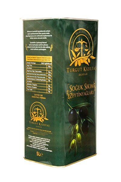 Turgut Kızıltaş Meşhur Akhisar Doğal Naturel Soğuk Sıkım Sızma Zeytinyağı 5 Litre