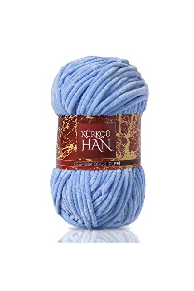 Kürkçü Han Kadife Ip Bebe Mavi 100 G 95 M El Örgü Ipi Khkad14