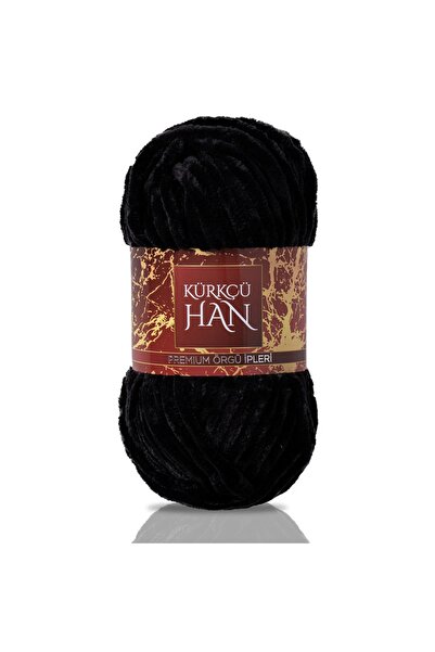 Genel Markalar Kadife Ip Siyah 100gr 95m El Örgü Ipi Khkad10