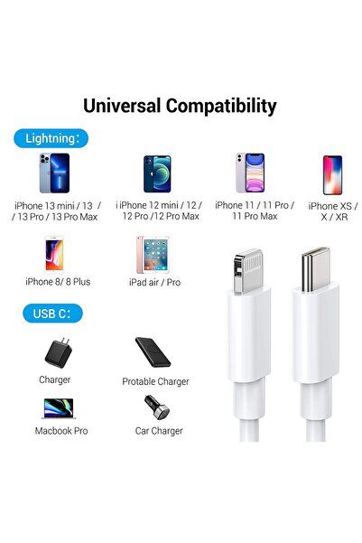 Subzero Apple Iphone Se 2 (2020) - Se 3 (2022) Hızlı Şarj Kablosu Type-c - Ligtning Pd 20w 1 Metre