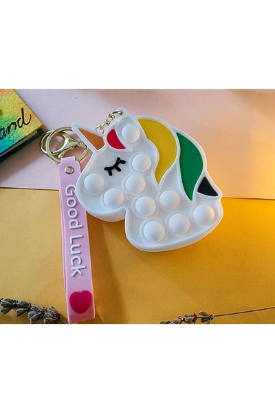Rota Hediyelik White Unicorn Keychain and Wallet Kids Wallet