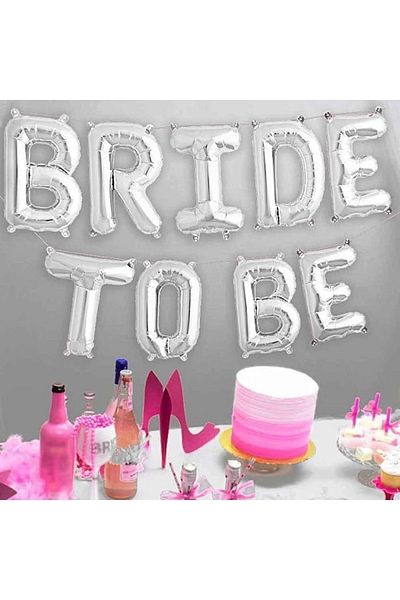 DÜVENCİ TİCARET Flat Bride To Be Silver Set Balloon